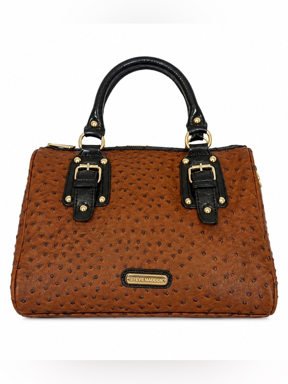 Vintage Steve Madden Brown Faux Ostrich Satchel Handbag Y2K Purse